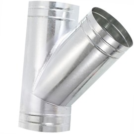 TOP-VIGOR 6" Inch to 6" Inch Wye Shape Duct Splitter, 45° Degree Dust Fitting Adapter, 3 Way Duct Hose Connector, Galvanized Steel Branch for Exhaust Fan, Dryer Vent Hose, Industrial HVAC Ventilation