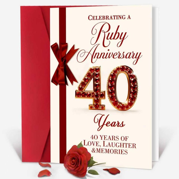 Beixian Happy 40th Anniversary Card for Women Men, 40 Year