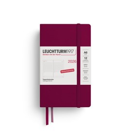 LEUCHTTURM1917 372598 Daily Calendar Pocket (A6) 2026, 12 Months, Port Red, German