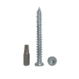 (Pack of 50) Galvanised Steel 7.5 x 72 mm Concrete Frame Screws Wood Screws Torx Head Masonry Screw Flat Head (50, 7.5 x 72 mm)