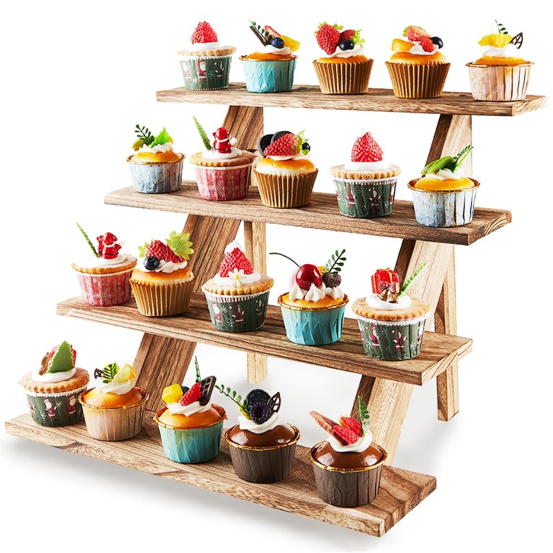 Umgozrz Wooden Cupcake Stand 4 Tier Wood Cupcake Stands Cupcake