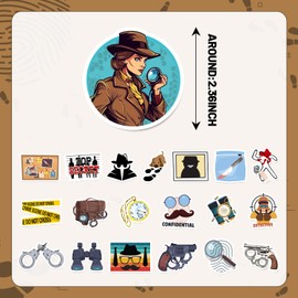YYMYMGJ 100 Pcs Detective Stickers, Secret Agent Spy Birthday Party Decorations Detective Themed Party Decorations Gifts Vinyl Waterproof Stickers for Kids Teens for Water Bottle Laptop