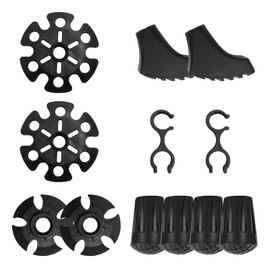 pangdapengpeng Trekking Pole Accessory Set, Consisting of Rubber Buffer for Nordic Walking Poles, Snow Plate, Touring Plate, Trekking Pole Feet, Hiking Pole Clips (Black)