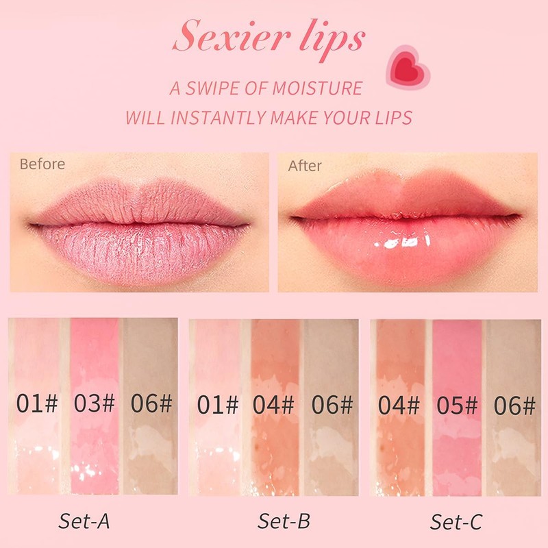 3 Piezas De Aceite Para Labios Voluminizador, Bálsamo Labial Con