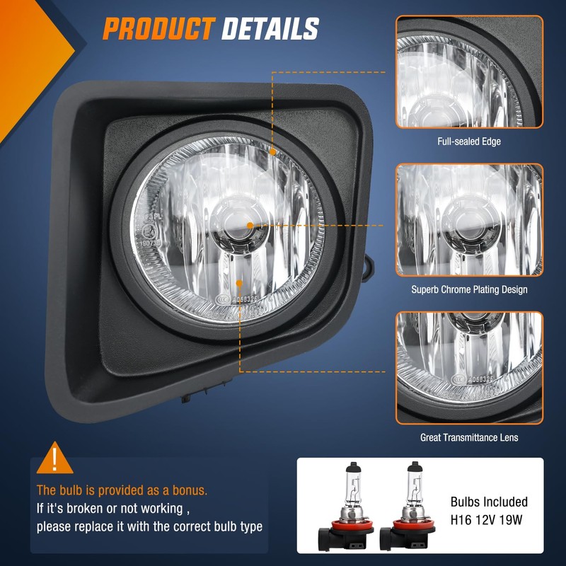 Nilight Fog Lights Assembly Compatible with 2014 2015 2016 2017