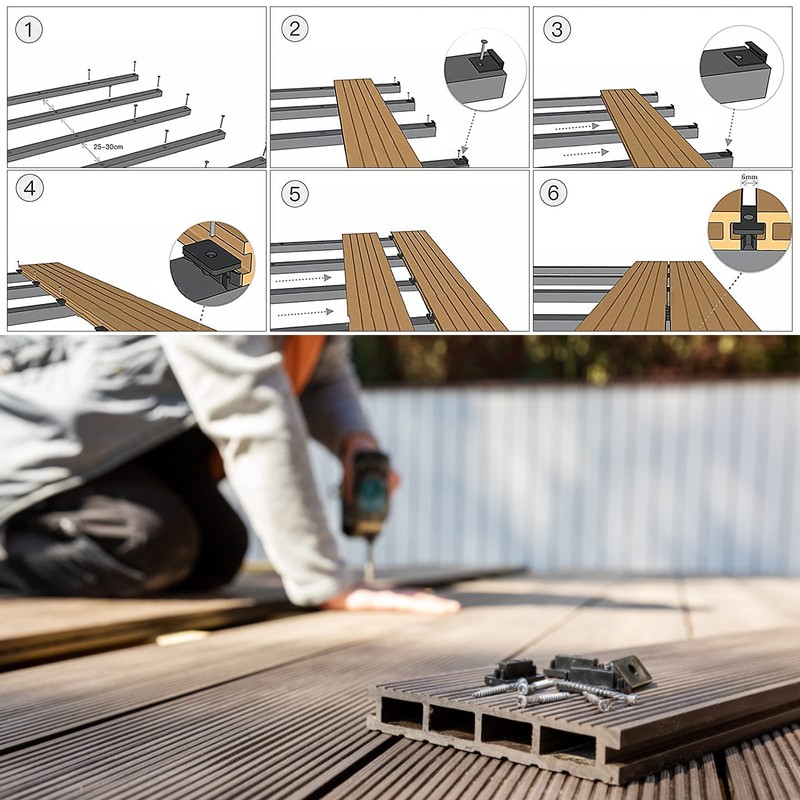 100 x WPC Clips, 6/7/8/9/10 mm Hidden Fixing Spacer Clip,