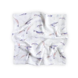Little Unicorn - Cotton Muslin Swaddle Blanket | Single | 100% Cotton | Super Soft | Newborns and Infants | 47" x 47" | Unisex (Narwhal)