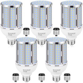 80W LED Corn Light Bulb(5 Pack),(800 Watt Equivalent) Fanless E26/E39 Medium/Large Mogul Base LED Cob Lamp 5000K Daylight 11,600LM for Outdoor Indoor Garage Warehouse Factory Workshop Street Backyard