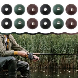 EMSea 150 pieces PE Shock Beads 6mm Carp Fishing Rig Buffer Beads for Protect the Head of the Rod and the Buoy Fishing Tackle (Black/Green/Brown)