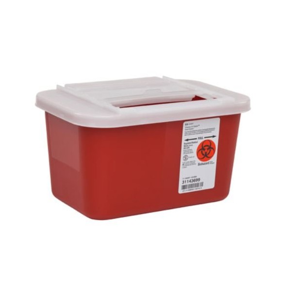 Covidien 31143699 Sharps-A-Gator Sharps Container with Slide Lid, 1 gal Capacity, Red (Pack of 32)