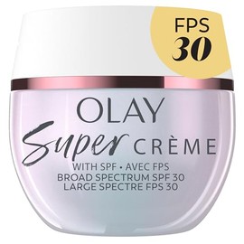 Olay Super Crema Hidratante Facial FPS 30 | Con Vitamina C, Ácido Hialurónico, Niacinamida y Colágeno – Hidratación, Luminosidad y Protección Solar 50 mL