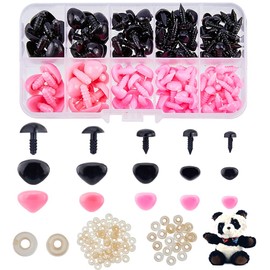 SUPERFINDINGS Pack of 130 5 Sizes Plastic Safety Noses with Washer Triangle Animal Doll Nose Black and Pink Craft Amigurumi Nose Sets for Bears Plush Crochet Projects DIY Animal Making