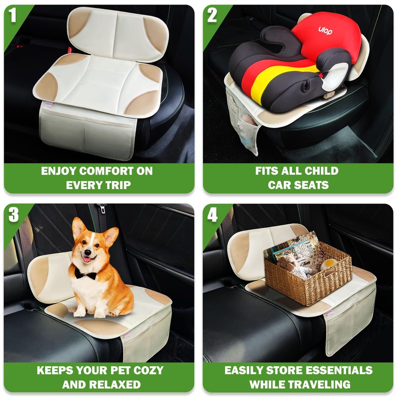 Siivton Car Seat Protector for Kids, Anti-Slip Design, Thick Padding,