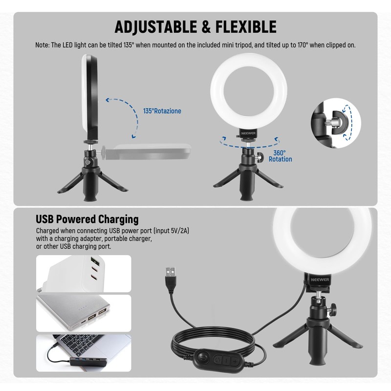 NEEWER BASICS 5" Ring Light for Video Conference Lighting, 2