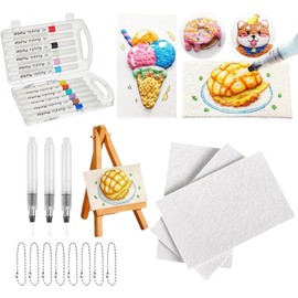 agctrler Magic Puffy Paint, Foam Texture Painting Paper,Ultimatives Magisches Textur-Malset, 3D Zeichnen Leinwand Schwamm mit 12 Farben, Schaumstoff-Textur-Malpapier für Kinder DIY Stifte (Rechteck)