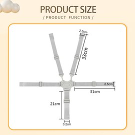 QISANKEE High Chair Straps, Straps for High Chair, Replacement Harness Straps for Most 5 Point High Chairs, Replacement High Chair Belt