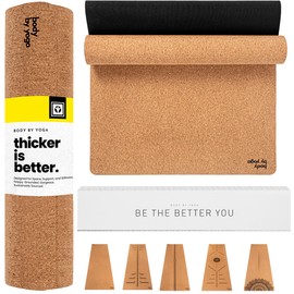 Luxury Cork Yoga Mat - Non Slip, Extra Thick Grip. Thicker, Longer, and Wider for More Comfort and Support. Tough Enough For Hot Yoga. Natural, Non Toxic, and Eco Friendly. Optional Alignment Lines.