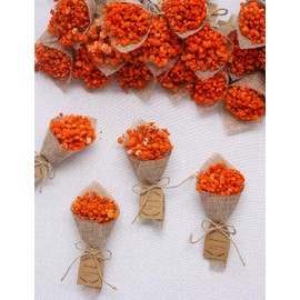 20-Piece set Mini Magnet Dried Flowers Bouquet for Rustic Wedding Favors,Baby Shower Party Favors for Guests,Bridal Shower Party Gifts,Baptism Favors,Thank You Favor. (orange)