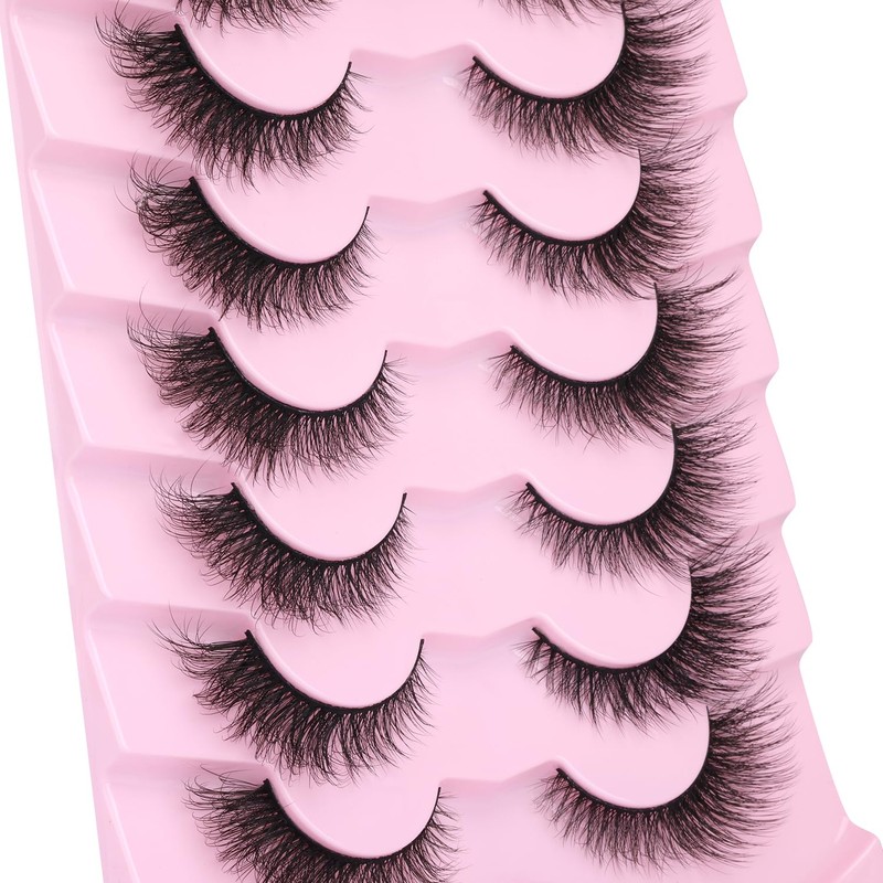 False Lashes Natural Look Fluffy Faux Mink Eyelashes Wispy Fox