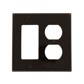 Leviton 2-Gang 1-Duplex 1-Decora GFCI Device Combination Wallplate, Standard Size, Thermoplastic Nylon, 80746, Brown