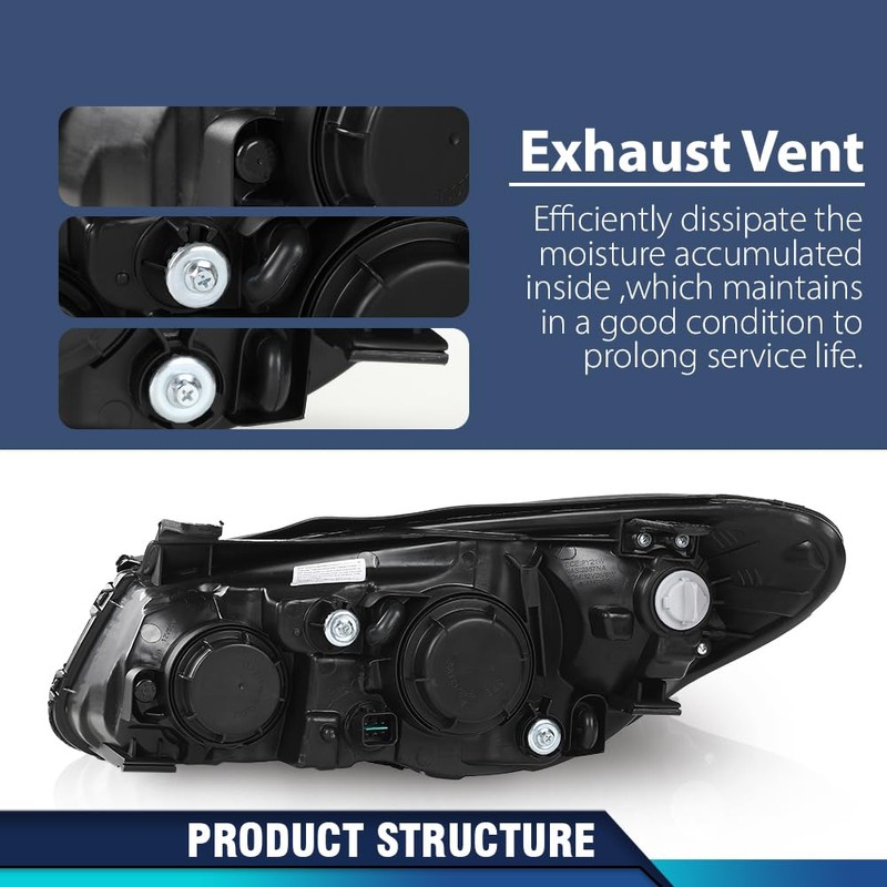 PIT66 Headlights Assembly Pair w/o Bulbs Compatible with Hyundai Elantra