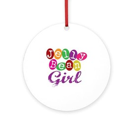 CafePress Jelly Bean Girl Round 4" MDF Holiday Ornament