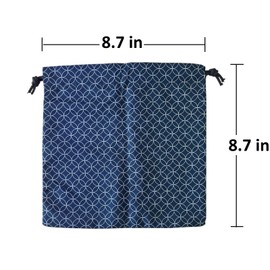 Japan Style Drawstring Pouch Japanese Fabric Kinchaku Pouch Cosmetic Bag Set of 2 Designs (Square)