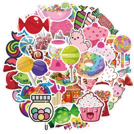 50 PCS Colorful Candy Stickers Pack for Water Bottle, Laptop, Phone, Luggage, Skateboard Stickers for Adults Teens Girls Kids