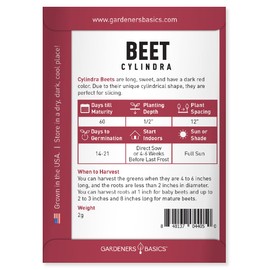 Beet Seeds for Planting Cylindra Variety 100+ Heirloom Non-GMO Beets Plant Seeds for Home Garden Vegetables Makes a Great Gift for Gardeners by Gardeners Basics