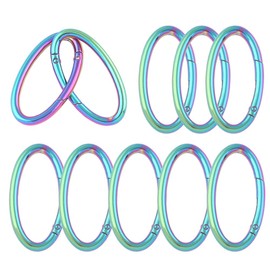 2 inch(50mm) Rainbow Spring Oval Rings Metal Oval Carabiner Snap Clip Spring Key Ring Buckle Oval Ring for Bags,Purses,Webbing,DIY Accessories (Rainbow)
