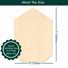 MineIdea 12 Pack Unfinished Gothic Arch Wood Plaque, 5” x 7” Basswood Shield Plaque Unfinished Wooden Arch Crafts DIY Gothic Wood Surface for Woodburning DIY Project Crafts