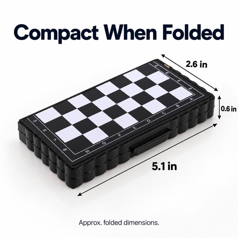 Mini Magnetic Chess Set Folding Magnetic Plastic Chessboard Board Game