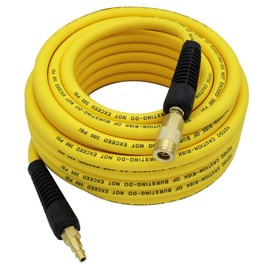 YOTOO Hybrid Air Hose 3/8-Inch by 50-Feet 300 PSI Heavy Duty, Lightweight, Kink Resistant, All-Weather Flexibility with 1/4-Inch Industrial Air Fittings and Bend Restrictors, Yellow