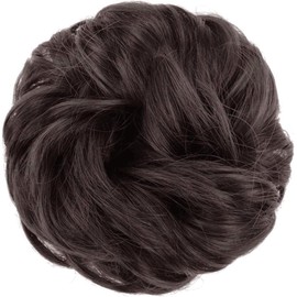 Messy Bun Hair Piece, Updo Elastic Hair Pieces for Women, Tousled Curly Wavy Hair Scrunchies, Hair Buns Hair Piece for Women Girls Synthetic Fake Hair (Dark Brown)