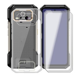 AQGGIIXY 4 Pack Tempered Glass Film + Cover for Ulefone Armor 27T Pro (6.78"), 9H Hardness Screen Protector and Soft Silicone Case Bumper Transparent Protective TPU Cases - Clear