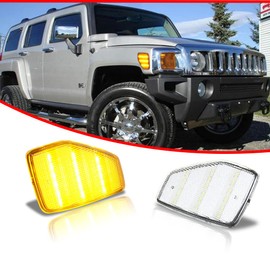 KENRTIR For 2006 2007 2008 2009 2010 HUMMER H3 Front Fender Side Marker Light Clear Lens Amber LED Sidemarker Lamp