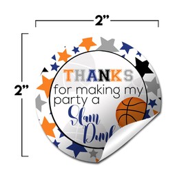 Fun Basketball Sports Lover Birthday Party Stickers for Boys, 40 2" Party Circle Labels for Favors, Envelope Seals & Treat Bags