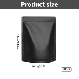 Luckwaii Mylar Bags Ziplock Bags Baggys Bags Pack of 50 Resealable Bags Mylar Foil Food Storage Mat Aluminium Foil Heat Sealable Packaging Bags 16 x 24 cm