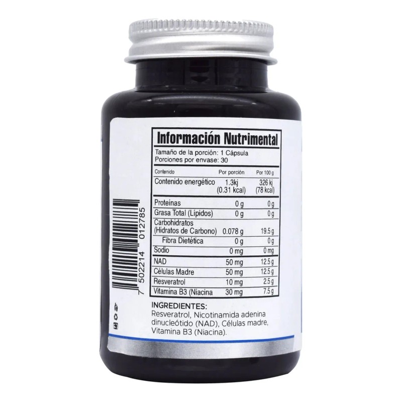 Nad + Resveratrol + Celulas Madre 30 Capsulas