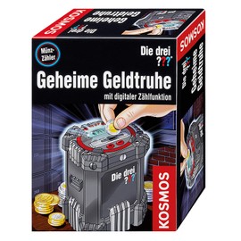 KOSMOS 630959 - Die drei ??? (The three ???) Secret Money Box, with digital counting function, for coins, piggy bank, money box, gift for kids, teenagers and fans from the age of 8, detective equipment