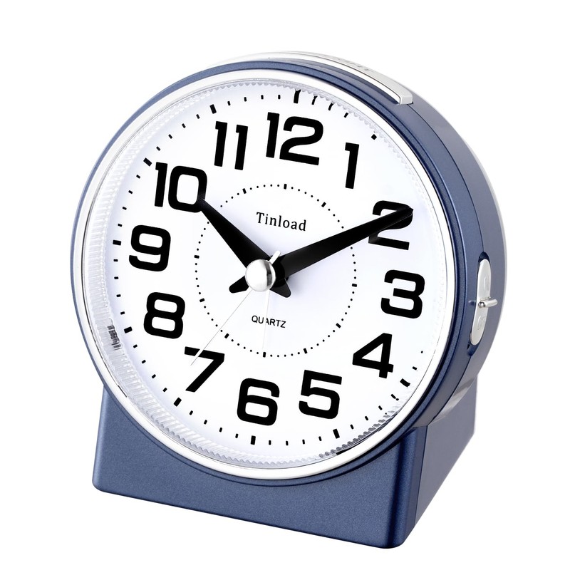 Tinload 4.3" No Ticking Analog Alarm Clock,Silent Readable for Seniors,Easy