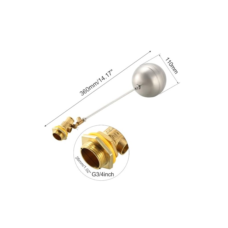 sourcing map Water Sensor Float 304 Stainless Steel Ball Lock