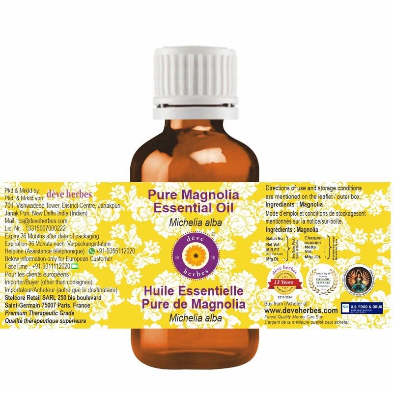 dève herbes Pure Magnolia Essential Oil (Michelia alba) Natural Therapeutic