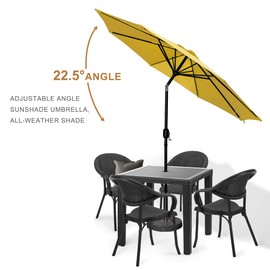 JOVISUNSHADE 7.5FT Patio Umbrella with Push Button Tilt and Crank, Outdoor Umbrella Patio Table Umbrella 8 Sturdy Ribs UV Protection Waterproof for Pool, Porch, Garden, Deck, Backyard. (Yellow)