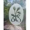Vinyl Etchings WHEAT BOW Decal 4"x6" OVAL Etched Glass Look