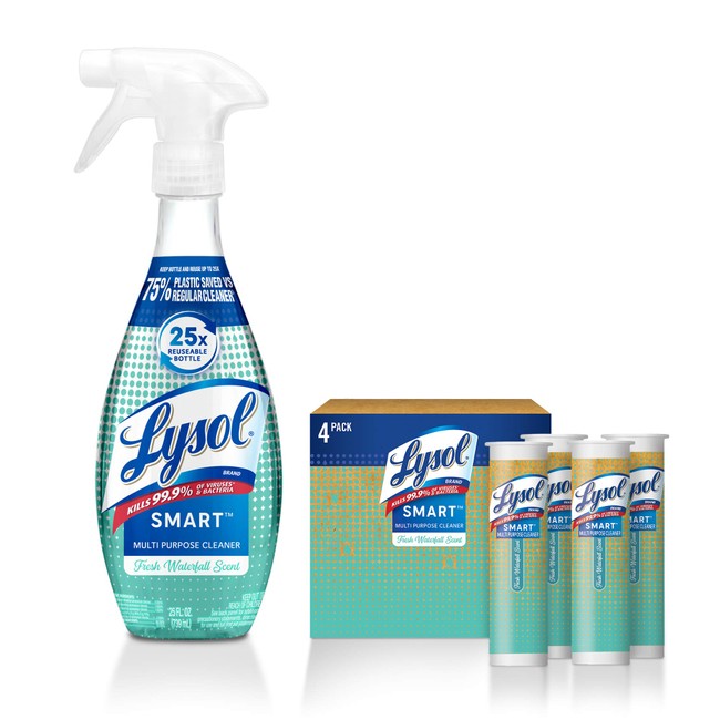 Lysol Smart Multi-Purpose Cleaner Kit, Clear, 5 Piece Set, Fresh Waterfall, 1 Count