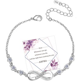 ABPBA Silver Bracelet for Women, 925 Silver Bracelet for Women, Shiny Cubic Zirconia Heart Bracelet, Sterling Silver Bracelet for Women