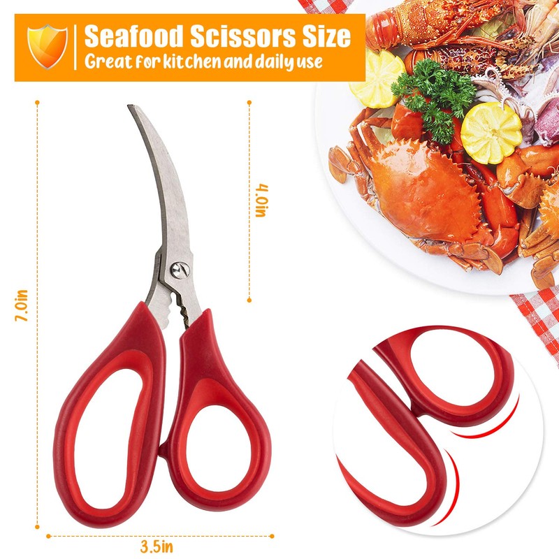 Kitchen Seafood Scissor for Crab Legs, 4 Pack Crab Leg