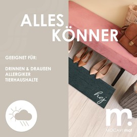 MOCAVI Hej Scandi Mat Floor Mat 30 x 100 cm Washable Warm Grey Shoe Rug Long Narrow Shoes Take Off Decorative Entrance Area Indoor Outdoor Mat Front Door Boot Mat