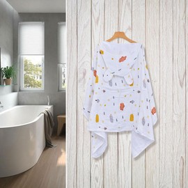 amo nenes Hooded Towel Baby Bath Towel with Hood Bathrobe Children 4 Layers 100% Organic Cotton Muslin Hypoallergenic Towels 70 x 140 cm Sheep